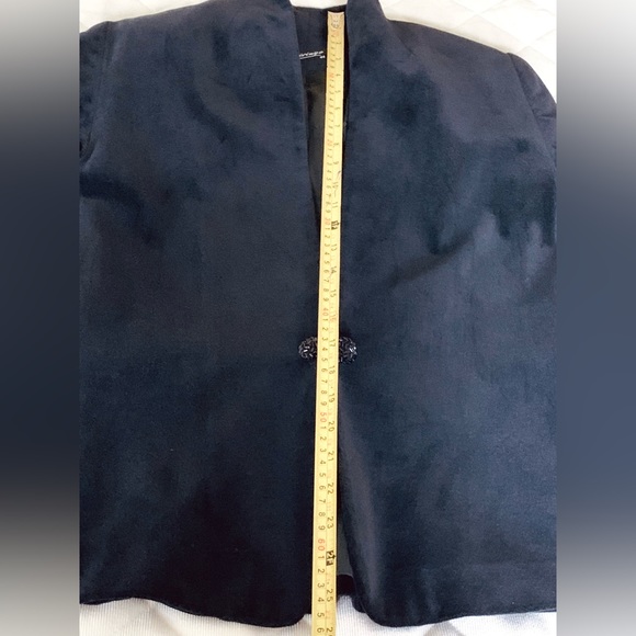 Black thick cotton velvet blazer single button tuxedo shawl collar high neck 12 - Picture 16 of 16
